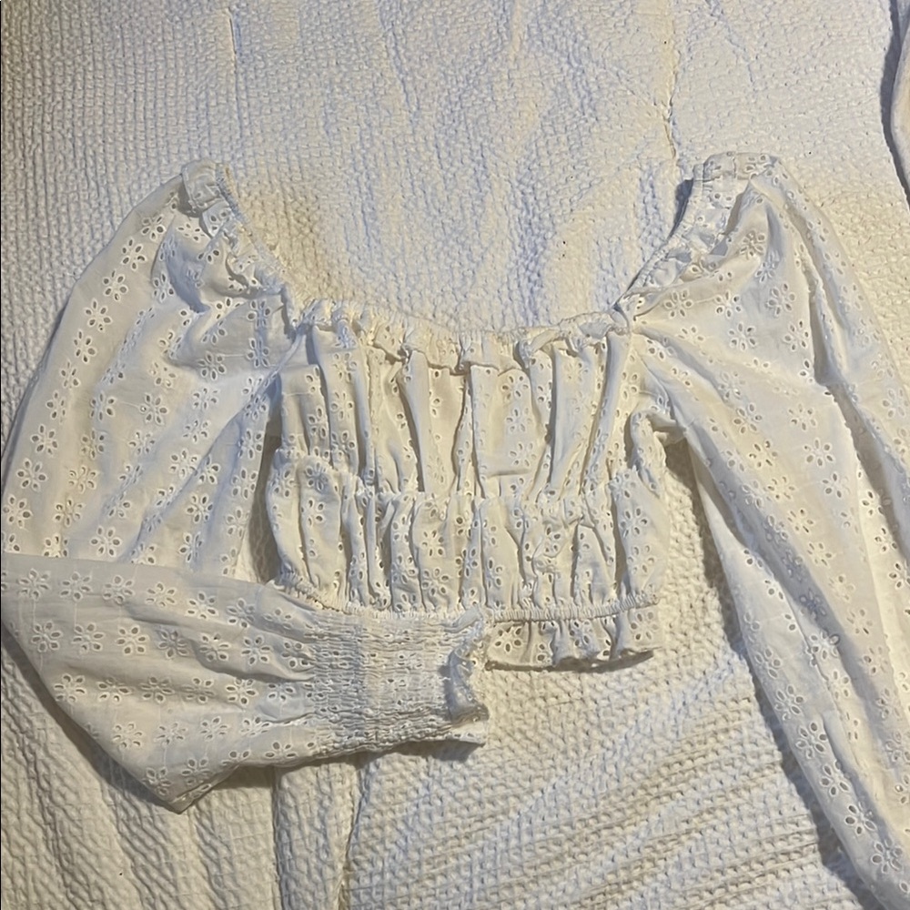 Showpo White Puff Sleeve Smocked Blouse